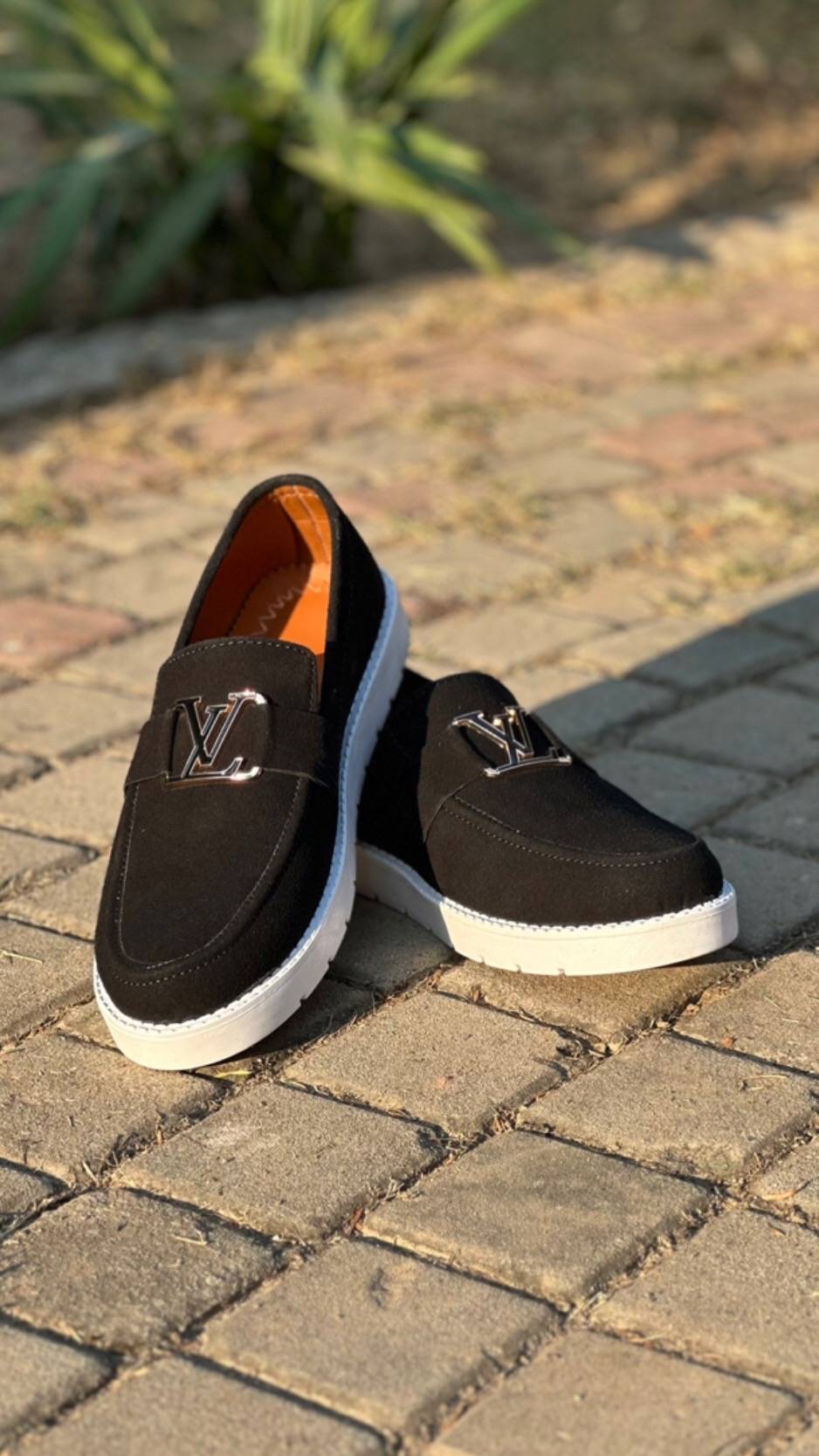 Mens-Suede Loafers LV (Black)