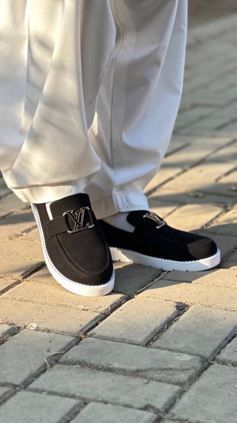 Mens-Suede Loafers LV (Black)