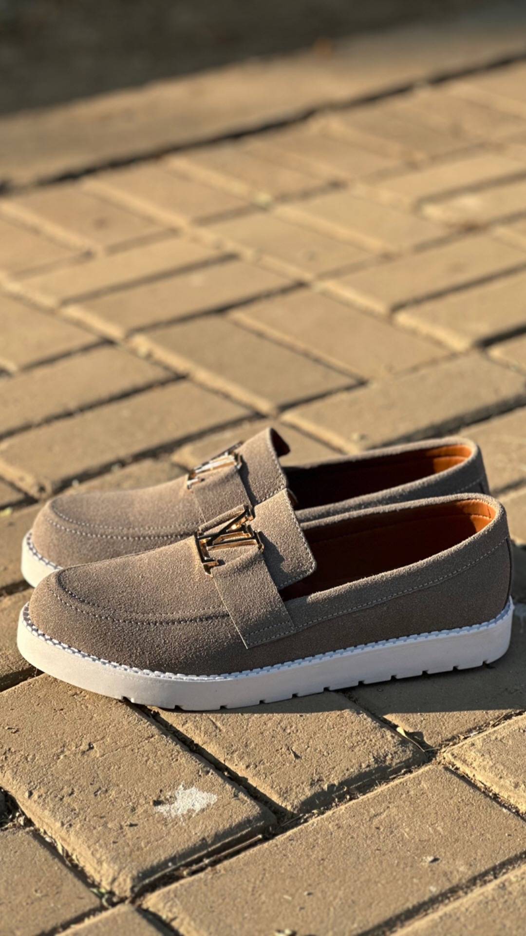 Mens-Suede Loafers LV (Gray)