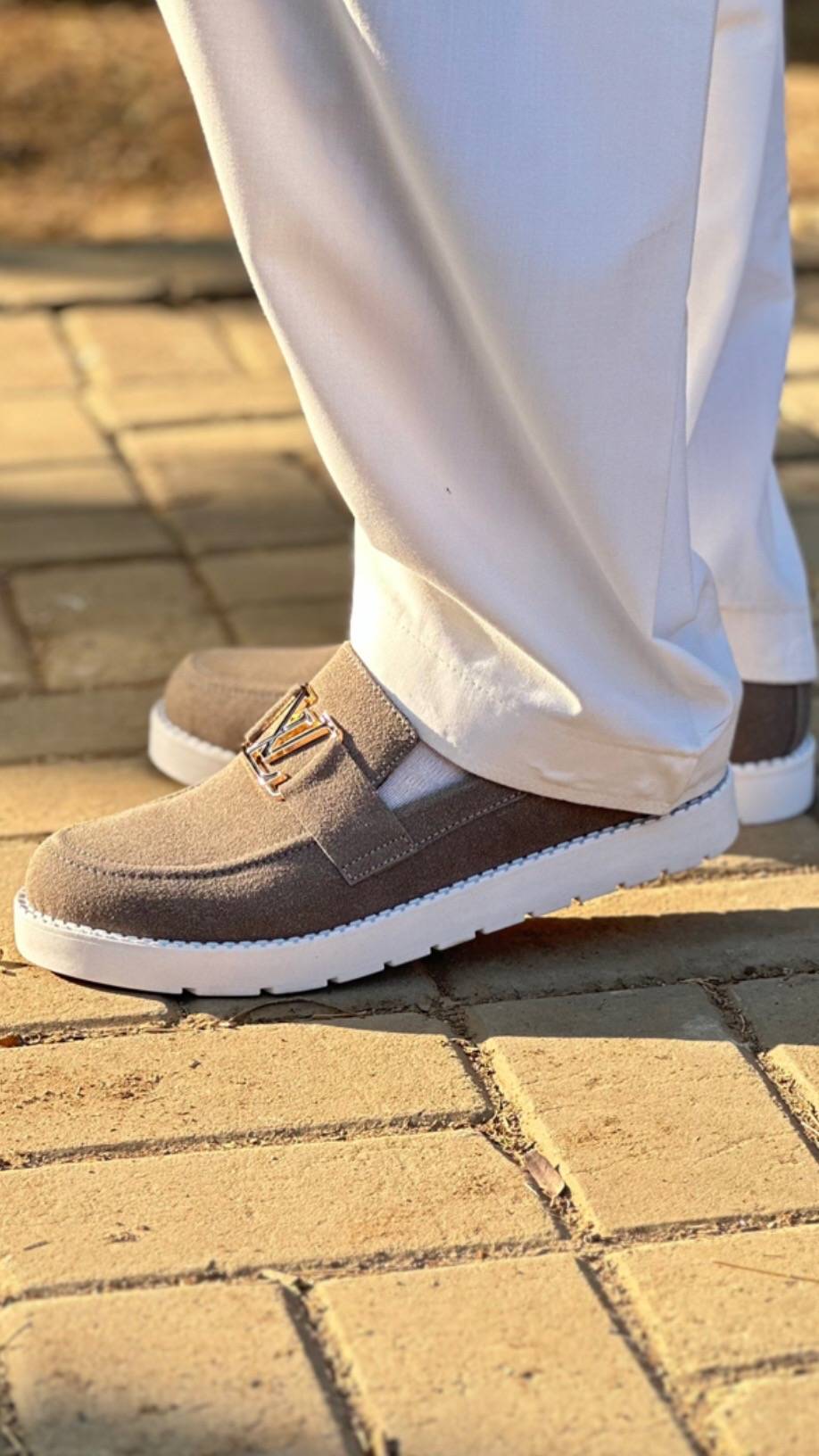 Mens-Suede Loafers LV (Gray)