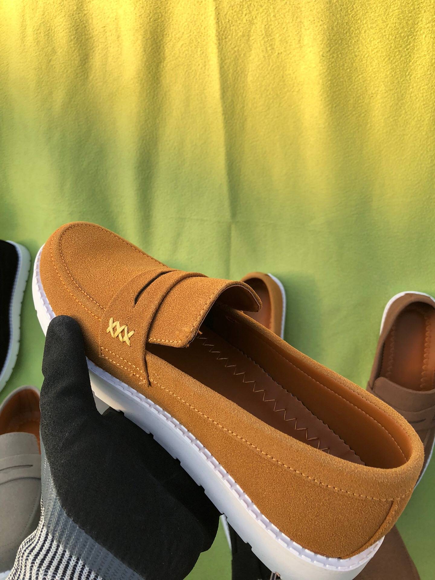 Mens-Suede Loafers (Brown)