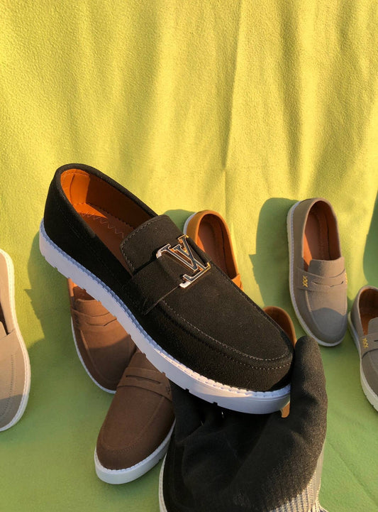Mens-Suede Loafers LV (Black)