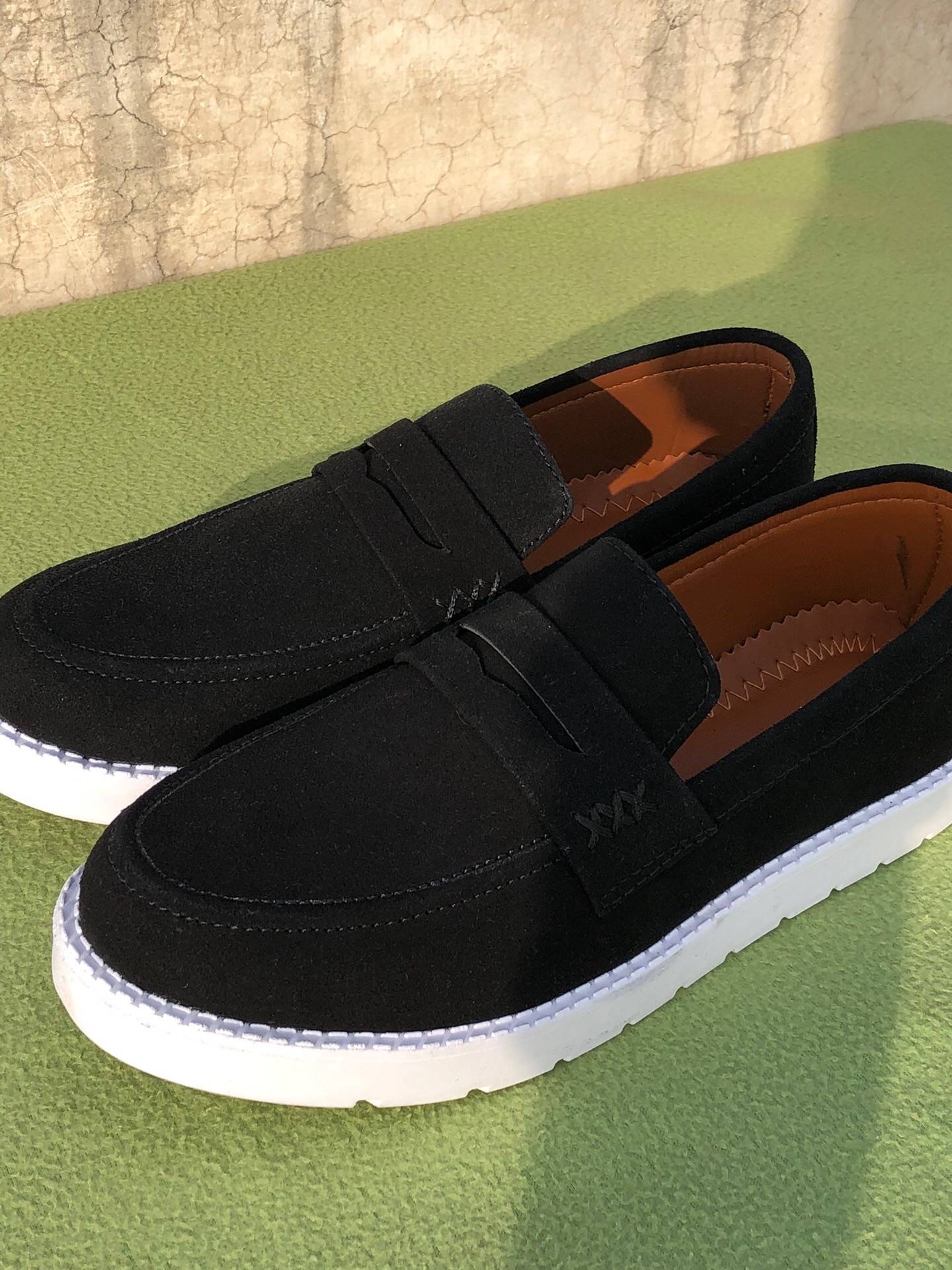 Mens-Suede Loafers (Black)