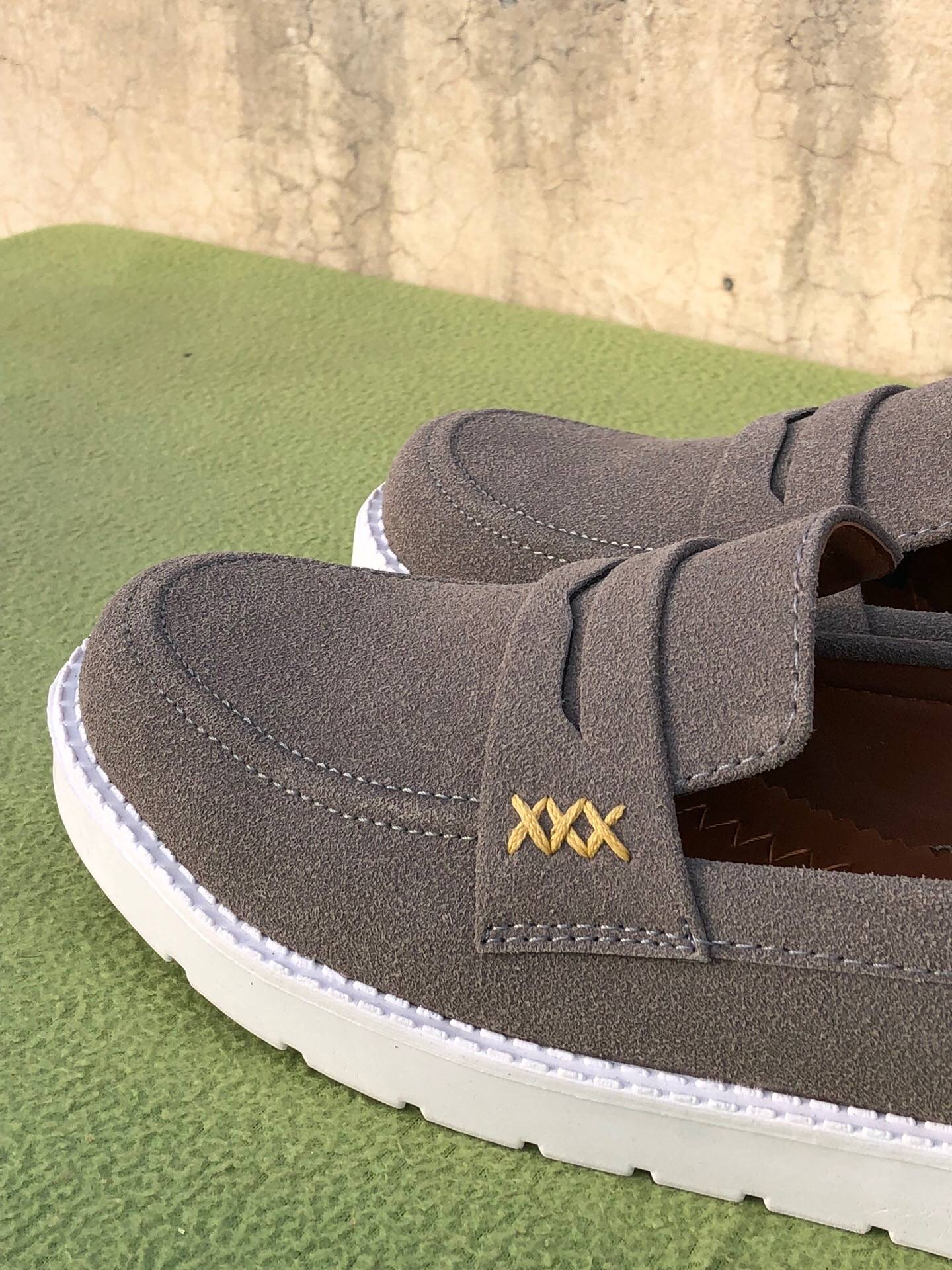 Mens-Suede Loafers (Gray)