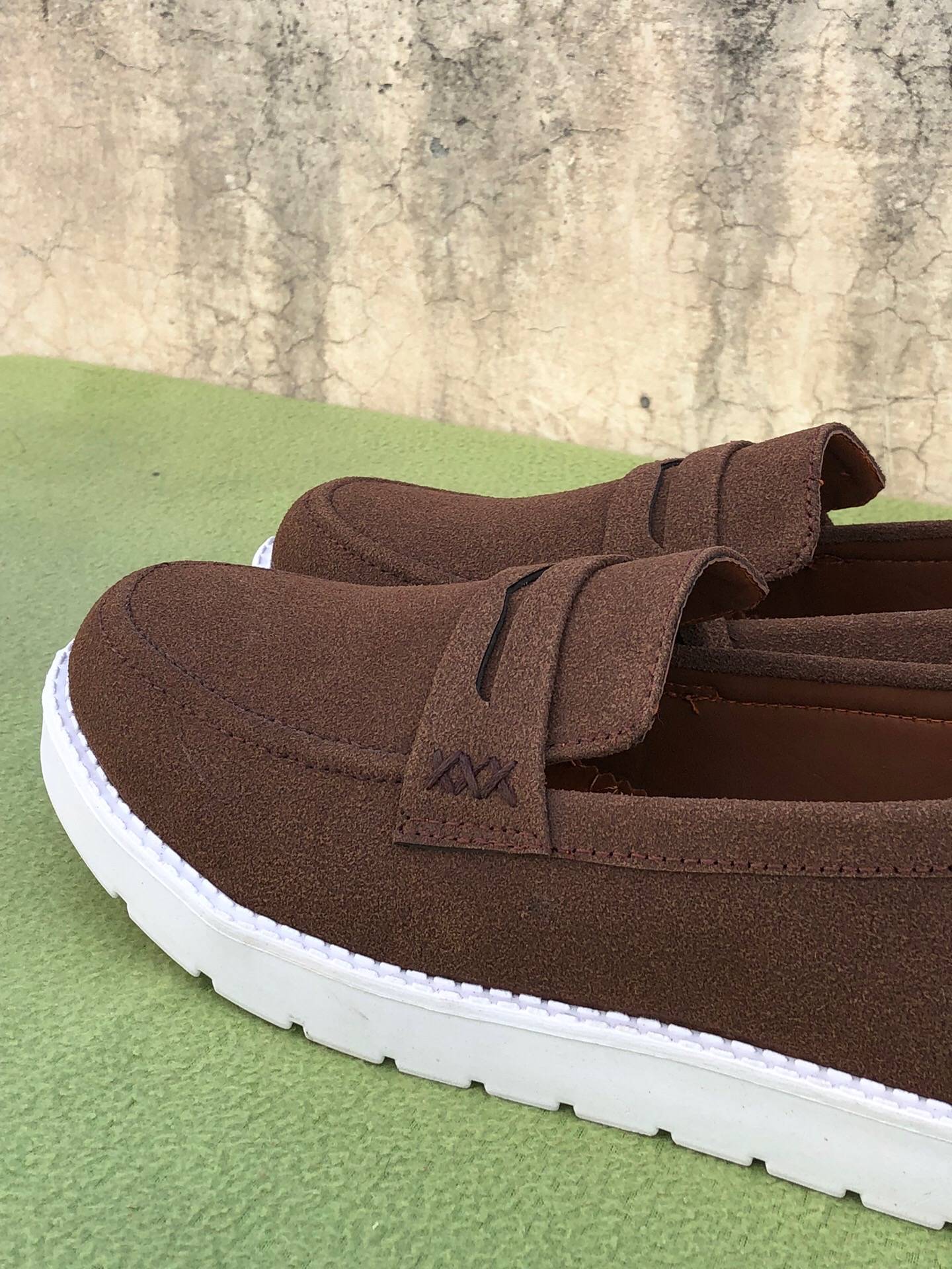 Mens-Suede Loafers (Dark Brown)