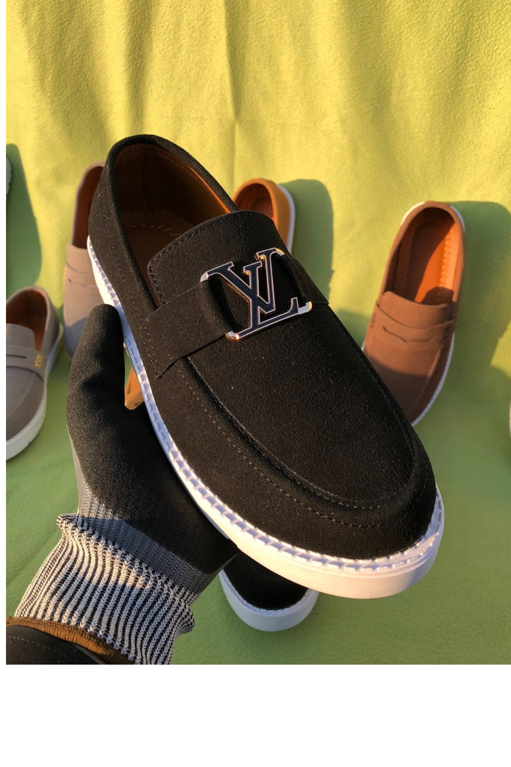 Mens-Suede Loafers LV (Black)