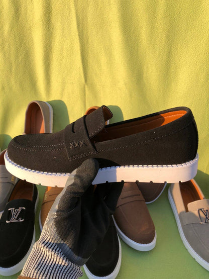 Mens-Suede Loafers (Black)