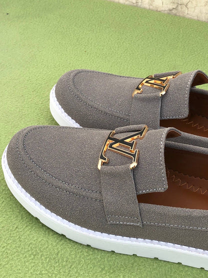 Mens-Suede Loafers LV (Gray)